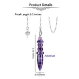 Amethyst Crystal Pendulum for Divination Dowsing Healing Purple Quartz