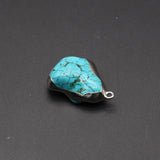 Turquoise Stone Pendant with Silvery Edge - Healing Crystals Stone Charms