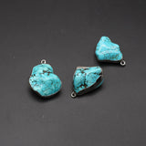 Turquoise Stone Pendant with Silvery Edge - Healing Crystals Stone Charms