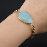 Natural Stone Pendant Bracelets Faceted Healing Crystal Agate Stone Golden Alloy