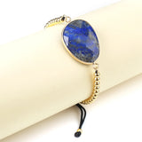 Natural Stone Pendant Bracelets Faceted Healing Crystal Agate Stone Golden Alloy