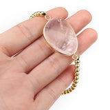 Natural Stone Pendant Bracelets Faceted Healing Crystal Agate Stone Golden Alloy