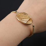 Natural Stone Pendant Bracelets Faceted Healing Crystal Agate Stone Golden Alloy