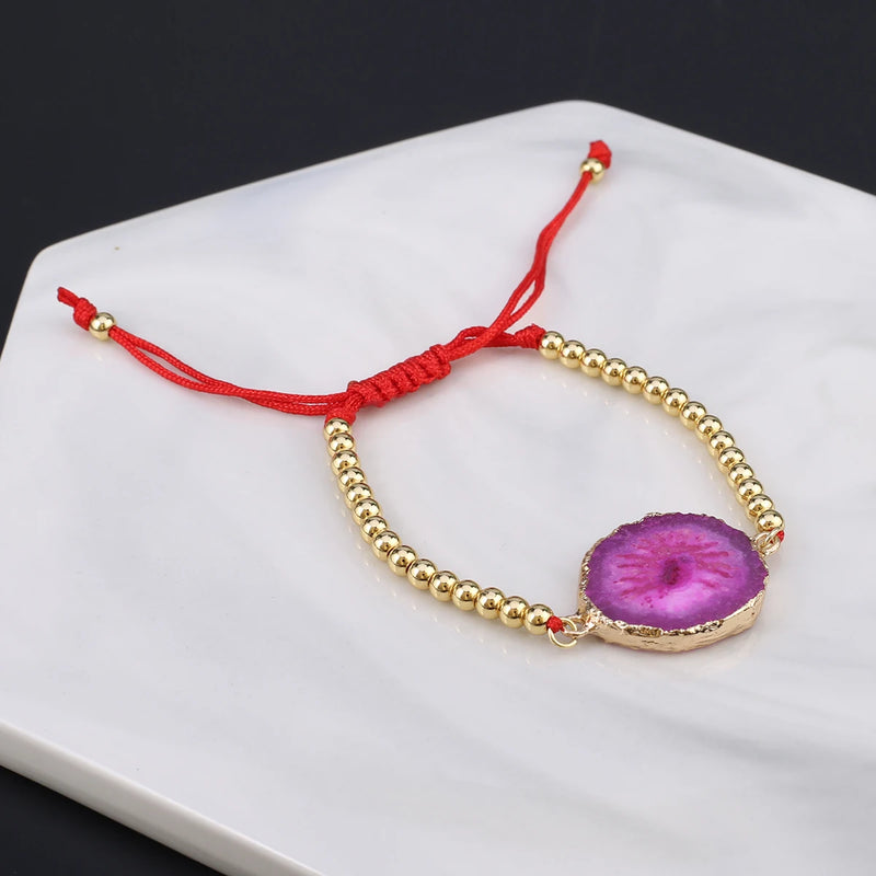 Natural Stone Pendant Bracelets Healing Druse Geode Agate
