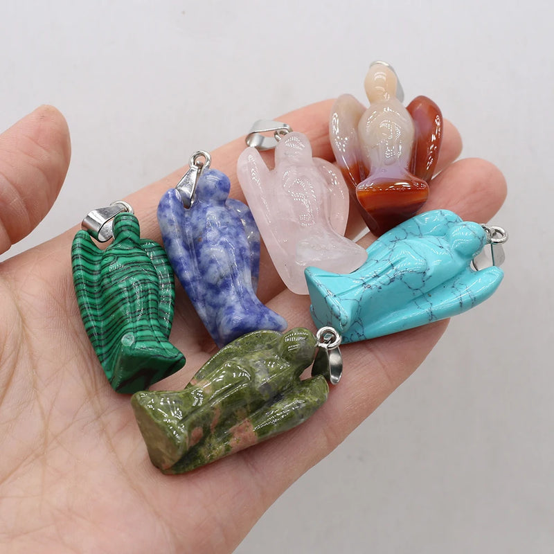 Angel Shape Rose Quartz Charms for DIY Jewelry Making