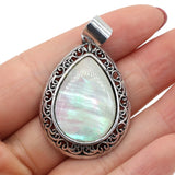 Natural Stone Pendant Charms Green Turquoises Abalone Shell Pendant 24x40mm
