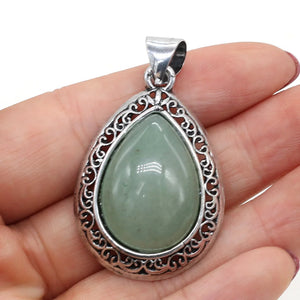 Natural Stone Pendant Charms Green Turquoises Abalone Shell Pendant 24x40mm