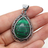 Natural Stone Pendant Charms Green Turquoises Abalone Shell Pendant 24x40mm