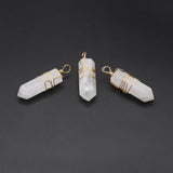 Clear Quartz Hexagonal Prisms Gemstone Charms for Jewelry Making