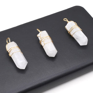 Clear Quartz Hexagonal Prisms Gemstone Charms for Jewelry Making
