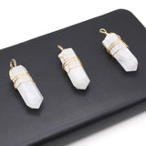 Clear Quartz Hexagonal Prisms Gemstone Charms for Jewelry Making