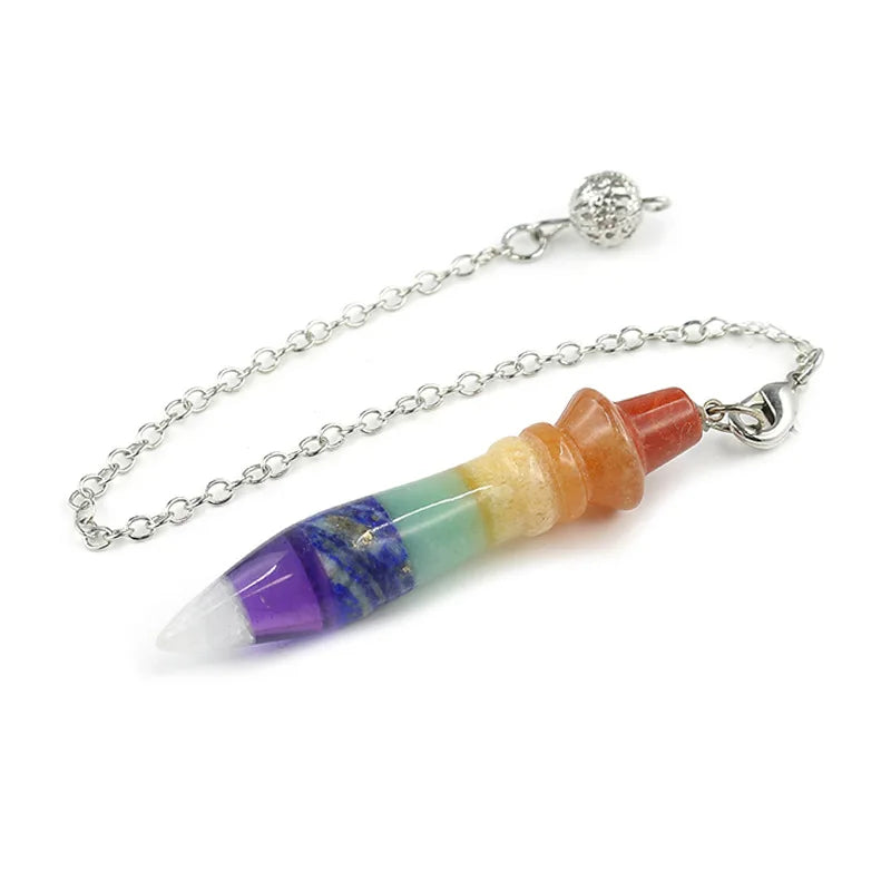 7 Chakra Healing Crystals Pendulum for Divination Dowsing