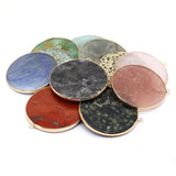 Natural Stone Pendant Disc Shape Rose Quartz Labradorite Crystal Charms