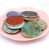 Natural Stone Pendant Disc Shape Rose Quartz Labradorite Crystal Charms
