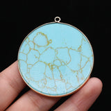 Natural Stone Pendant Disc Shape Rose Quartz Labradorite Crystal Charms