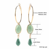 Natural Stone Pendant Earrings Woman Charms Dangle Hoop Ring Brinco Oorbellen