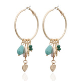 Natural Stone Pendant Earrings Woman Charms Dangle Hoop Ring Brinco Oorbellen