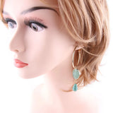 Natural Stone Pendant Earrings Woman Charms Dangle Hoop Ring Brinco Oorbellen