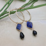 Natural Stone Pendant Earrings Woman Charms Dangle Hoop Ring Brinco Oorbellen