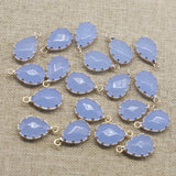 Faceted Amazonite Water Drop Pendant Golden Plated for Jewelry Making