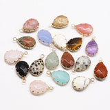 Faceted Amazonite Water Drop Pendant Golden Plated for Jewelry Making