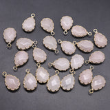 Faceted Amazonite Water Drop Pendant Golden Plated for Jewelry Making
