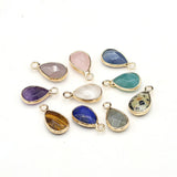 Stone Pendant Plated Water Drop Agates Pendant DIY Necklace Gift