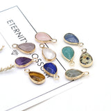 Stone Pendant Plated Water Drop Agates Pendant DIY Necklace Gift