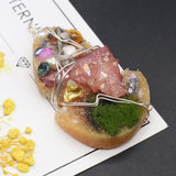 Green Resin Natural Stone Pendant with Freshwater Pearl