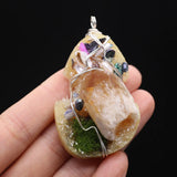 Green Resin Natural Stone Pendant with Freshwater Pearl