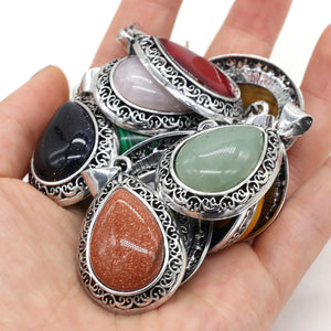 Green Turquoise Stone Pendant for Jewelry Making 24x40mm
