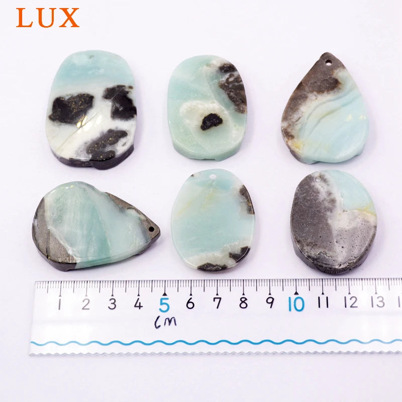 Hand Carved Amazonite Pendant for Jewelry Making