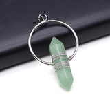 Natural Stone Pendant Hexagonal Prism Amethyst Rose Quartz Opal Healing Crystals