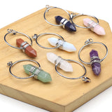 Hexagonal Prism Amethyst Rose Quartz Opal Stone Charms