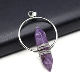 Natural Stone Pendant Hexagonal Prism Amethyst Rose Quartz Opal Healing Crystals