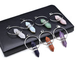 Hexagonal Prism Stone Pendant Set - Amethyst Rose Quartz Opal
