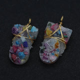 Natural Stone Pendant Crushed Healing Gemstone Necklace