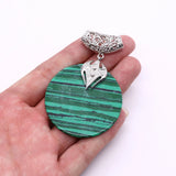 Natural Stone Pendant Large Disc Copper Buckle Pendant Malachite Turquoise