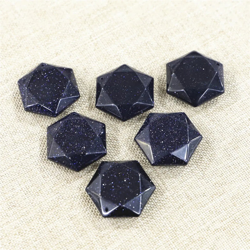 Sandstone Pendant Necklace Six-star Lucky Charm Love Crystal Jewelry Charms