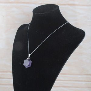Natural Stone Pendant Necklace Reiki Jewelry Faceted Polygon Shape