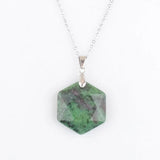 Natural Stone Pendant Necklace Reiki Jewelry Faceted Polygon Shape
