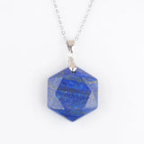 Natural Stone Pendant Necklace Reiki Jewelry Faceted Polygon Shape