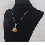 Natural Stone Pendant Necklace Reiki Jewelry Faceted Polygon Shape