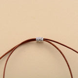 Rose Quartz Natural Stone Pendant Necklace Adjustable Leather