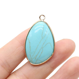 Golden Plated Turquoise Quartz Pendant Charm for Jewelry Making