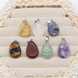 7PC Natural Stone Pendant Quartz Agate Jade Amethyst Water Drop Healing Crystal