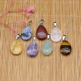 7PC Natural Stone Pendant Quartz Agate Jade Amethyst Water Drop Healing Crystal