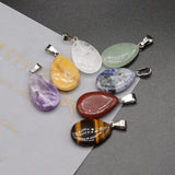 7PC Natural Stone Pendant Quartz Agate Jade Amethyst Water Drop Healing Crystal