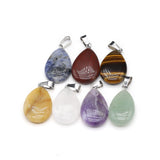 7PC Natural Stone Pendant Quartz Agate Jade Amethyst Water Drop Healing Crystal