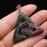 Triangle Natural Red Agates Malachites Pendant 32x35mm